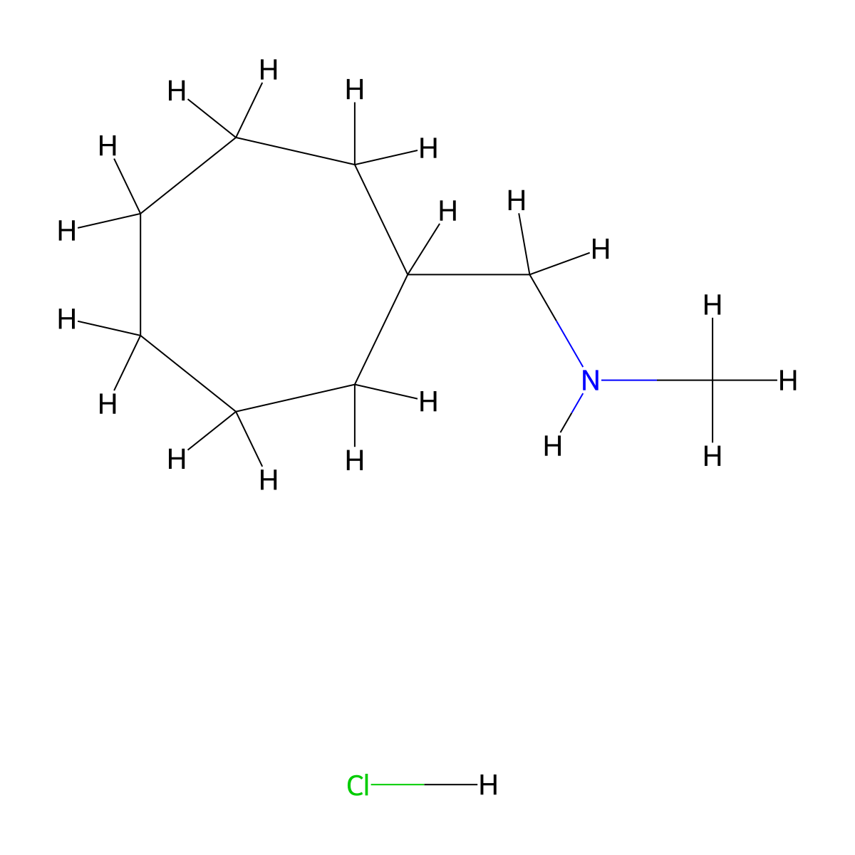 (Cycloheptylmethyl)(methyl)amine hydrochloride molecular structure, CAS 2866353-09-3