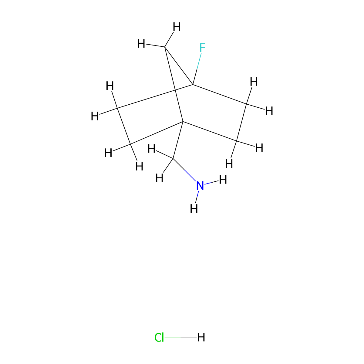1-(4-Fluorobicyclo(2.2.1)heptan-1-yl)methanamine hydrochloride molecular structure, CAS 2866353-28-6