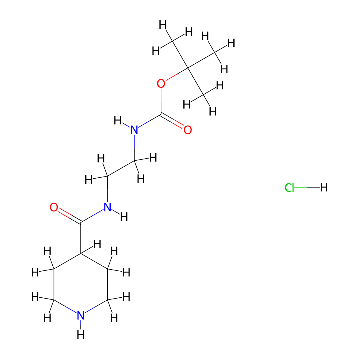 tert-butyl N-{2-[(piperidin-4-yl)formamido]ethyl}carbamate hydrochloride molecular structure, CAS 2866353-31-1