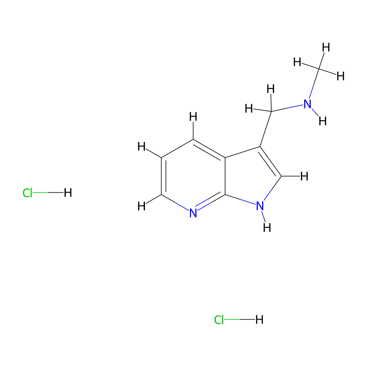 methyl({1H-pyrrolo[2,3-b]pyridin-3-yl}methyl)amine dihydrochloride molecular structure, CAS 2866353-37-7