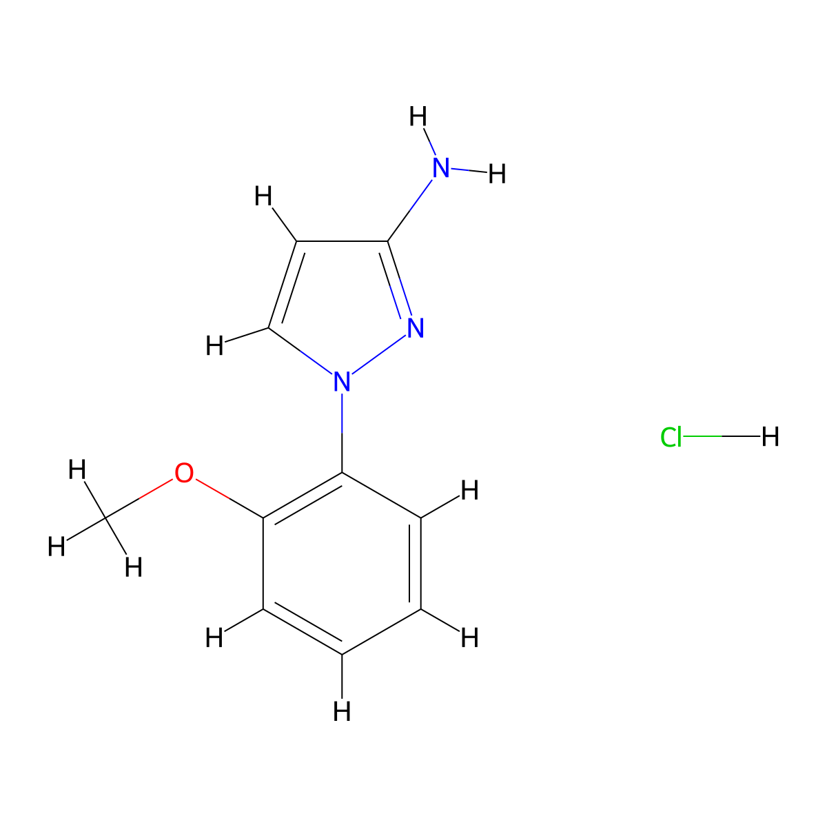 1-(2-methoxyphenyl)-1H-pyrazol-3-amine hydrochloride molecular structure, CAS 2866353-45-7