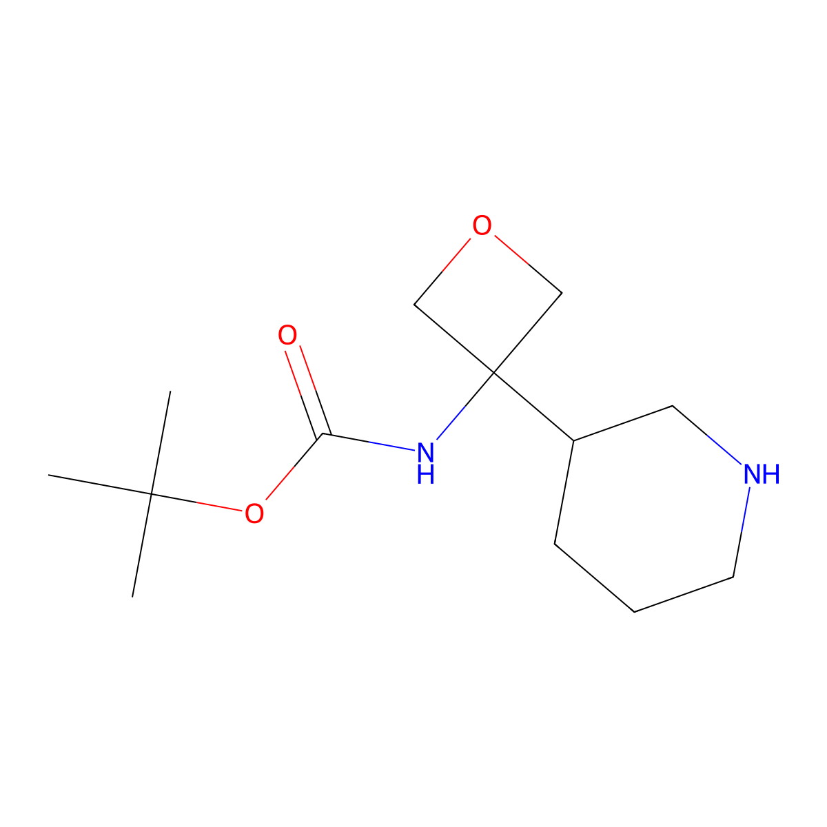 tert-butyl N-[3-(piperidin-3-yl)oxetan-3-yl]carbamate molecular structure, CAS 2866353-46-8