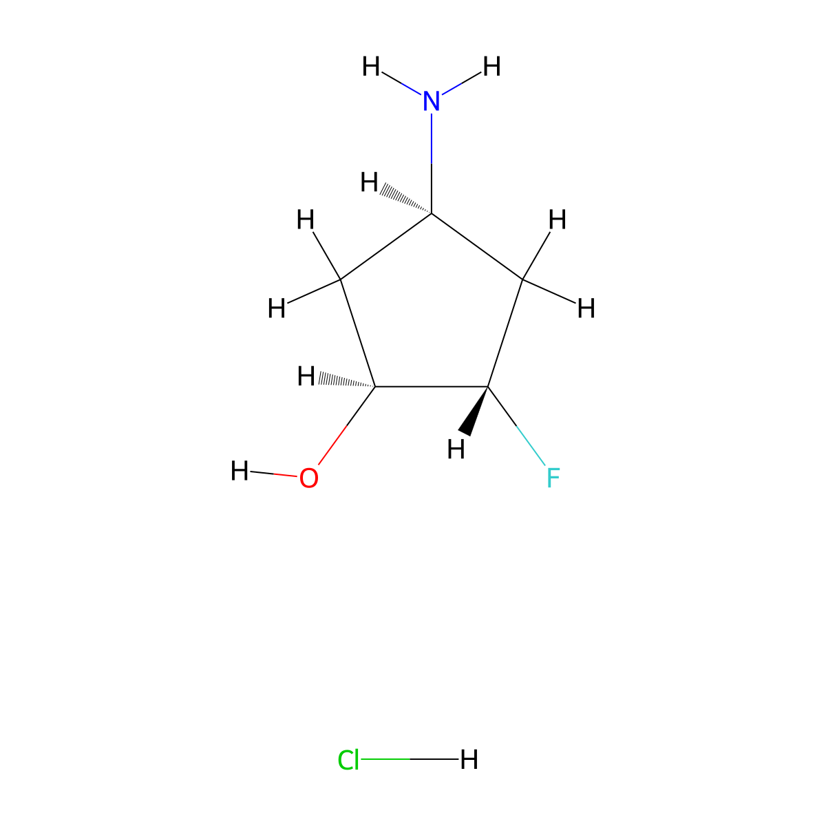 rac-(1R,2R,4S)-4-amino-2-fluorocyclopentan-1-ol hydrochloride molecular structure, CAS 2866353-54-8