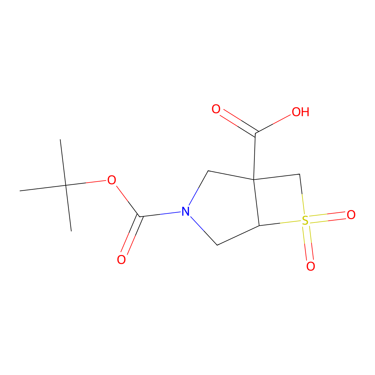 rac-(1R,5R)-3-[(tert-butoxy)carbonyl]-6,6-dioxo-6lambda6-thia-3-azabicyclo[3.2.0]heptane-1-carboxylic acid molecular structure, CAS 2866353-76-4