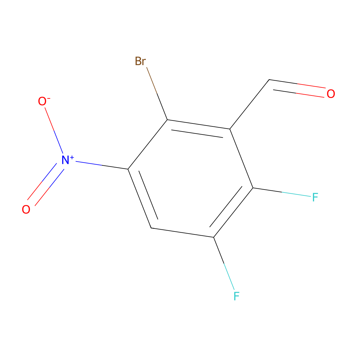 2-Bromo-5,6-difluoro-3-nitrobenzaldehyde molecular structure, CAS 2866353-78-6