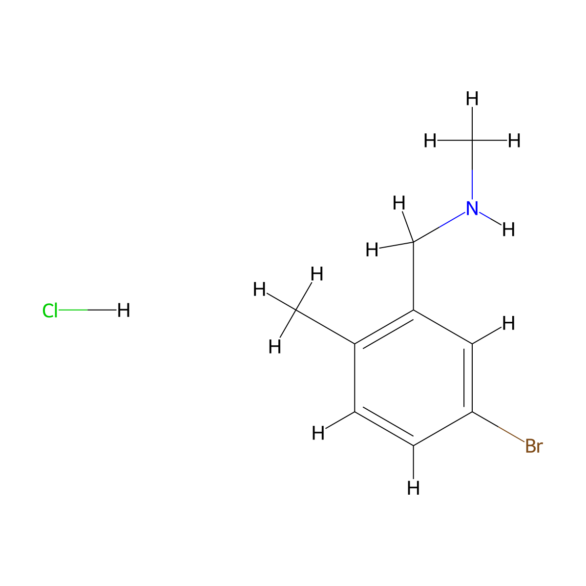 ((5-Bromo-2-methylphenyl)methyl)(methyl)amine hydrochloride molecular structure, CAS 2866353-83-3