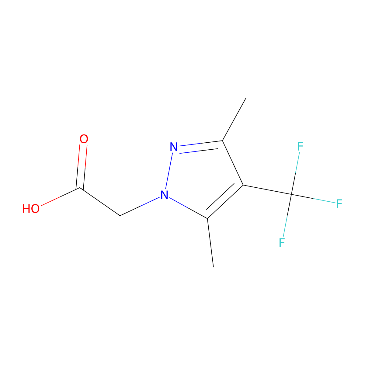 2-[3,5-dimethyl-4-(trifluoromethyl)-1H-pyrazol-1-yl]acetic acid molecular structure, CAS 2866353-91-3