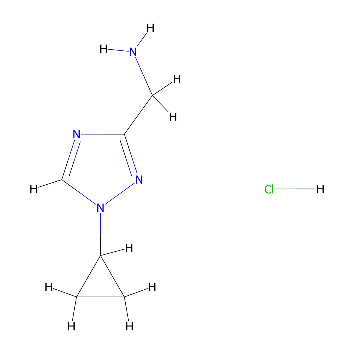 1-(1-cyclopropyl-1H-1,2,4-triazol-3-yl)methanamine hydrochloride molecular structure, CAS 2866353-94-6