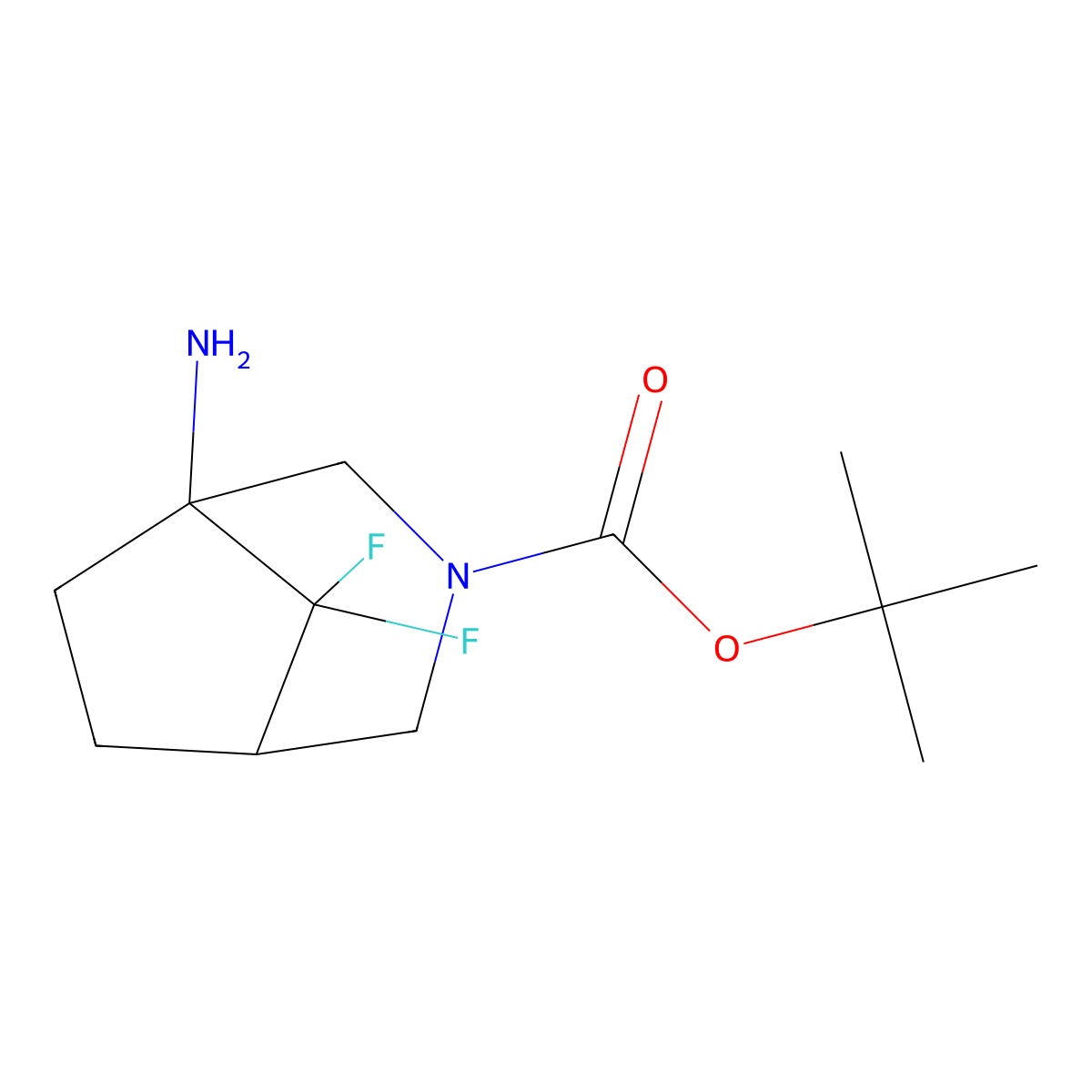Tert-butyl 1-amino-8,8-difluoro-3-azabicyclo[3.2.1]octane-3-carboxylate molecular structure, CAS 2866354-11-0