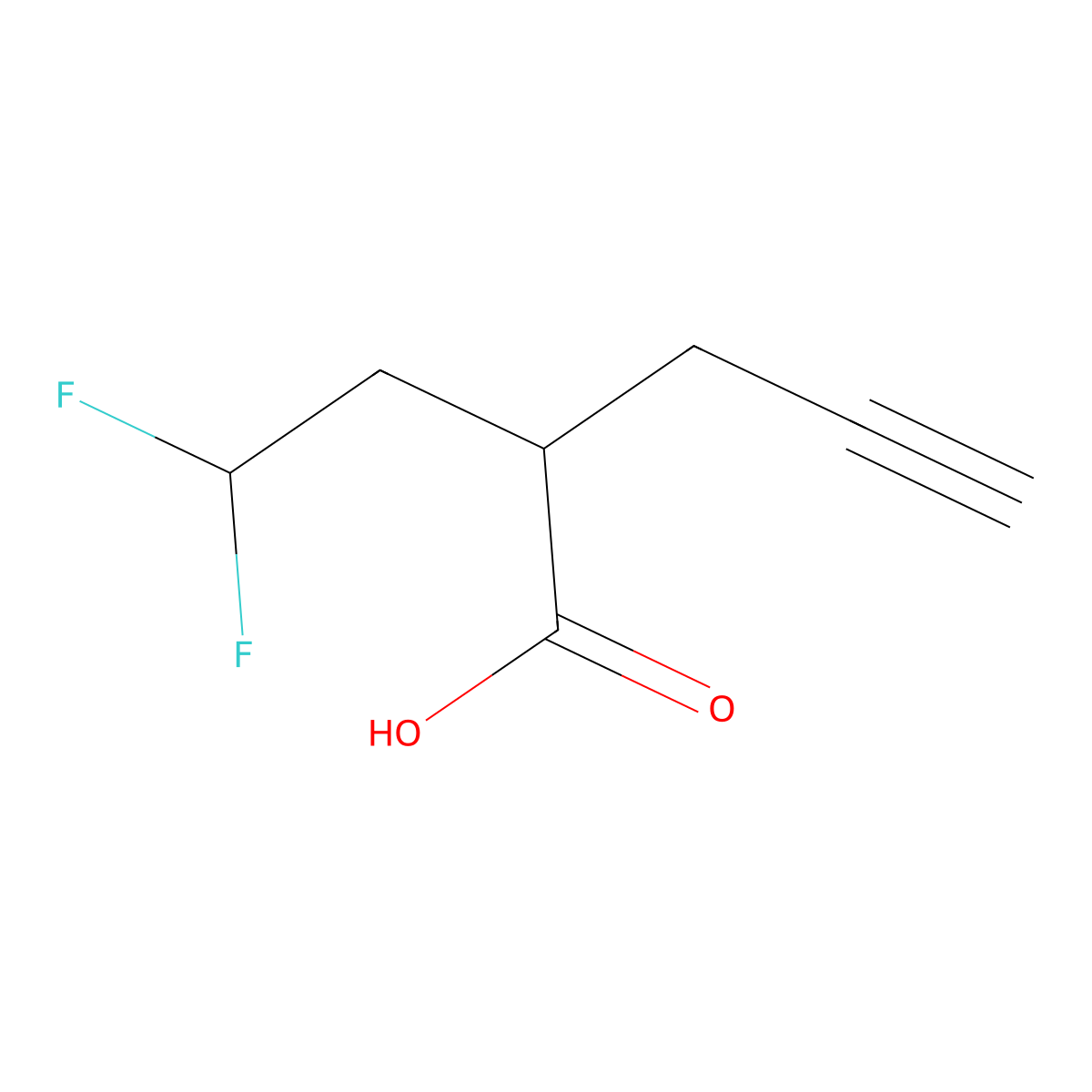 2-(2,2-Difluoroethyl)pent-4-ynoic acid molecular structure, CAS 2866354-23-4