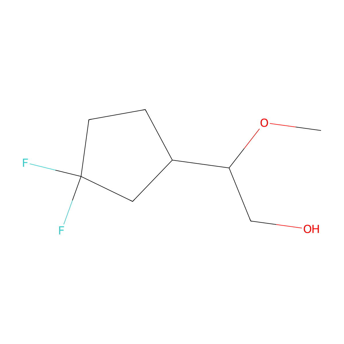2-(3,3-Difluorocyclopentyl)-2-methoxyethan-1-ol molecular structure, CAS 2866354-26-7