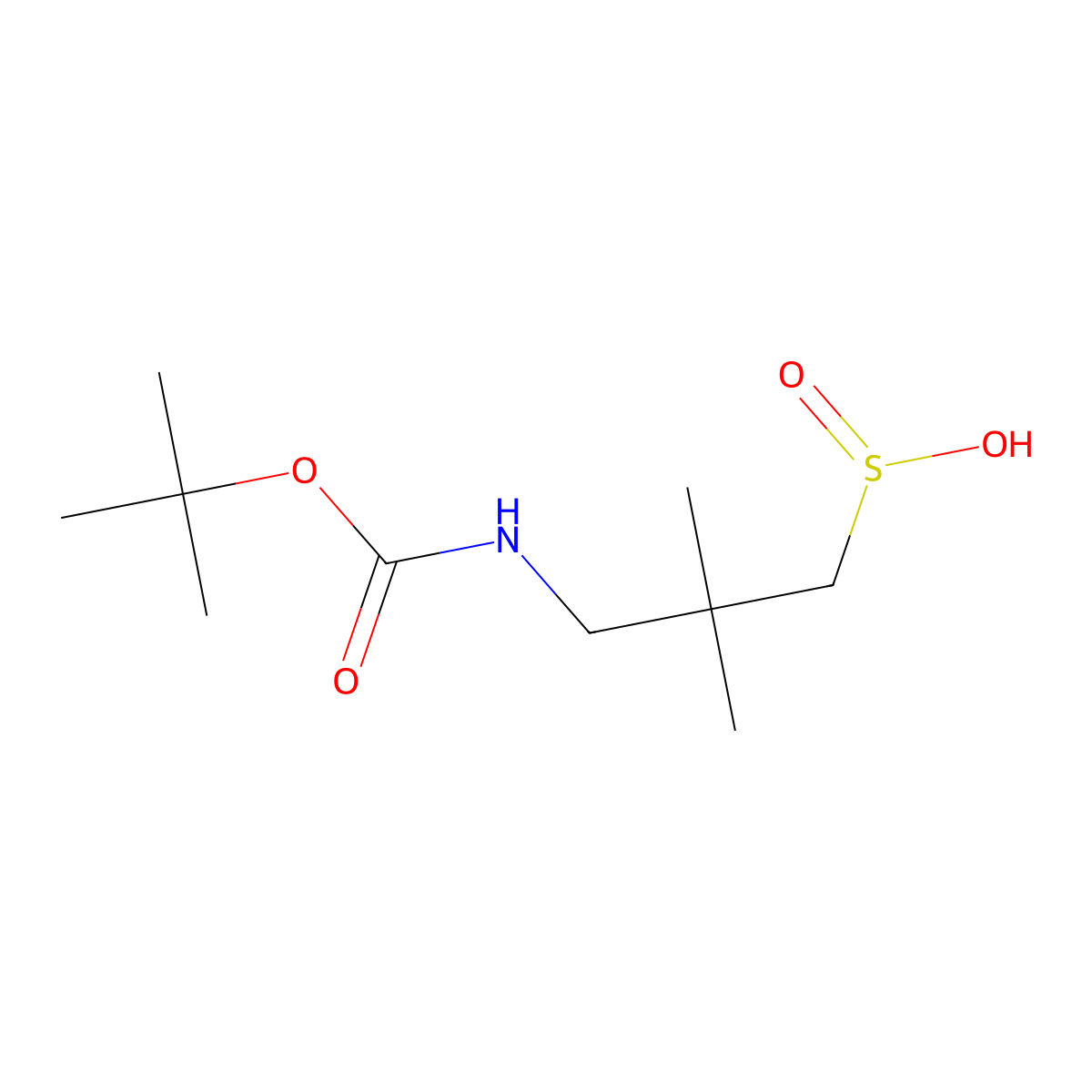 3-{[(Tert-butoxy)carbonyl]amino}-2,2-dimethylpropane-1-sulfinic acid molecular structure, CAS 2866354-28-9