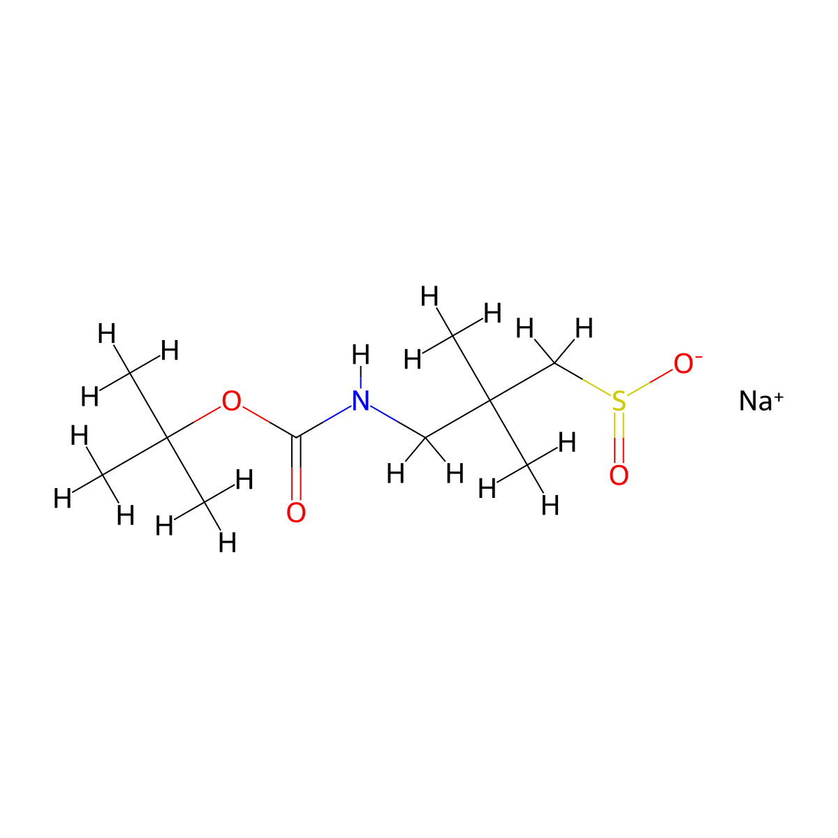 Sodium 3-{[(tert-butoxy)carbonyl]amino}-2,2-dimethylpropane-1-sulfinate molecular structure, CAS 2866354-29-0