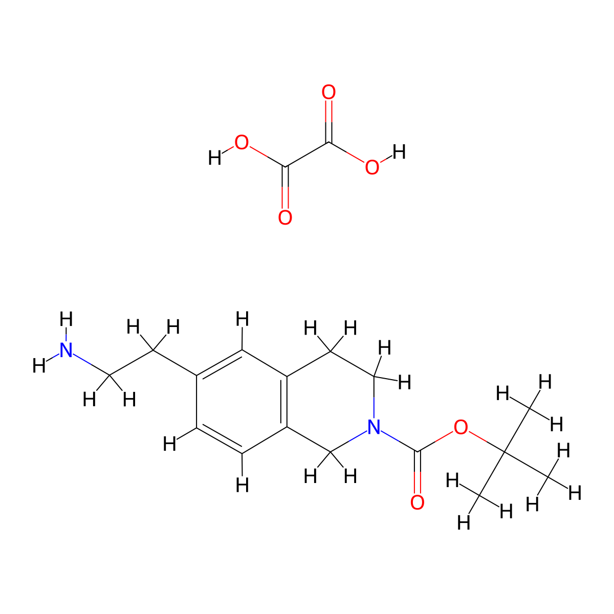 Tert-butyl 6-(2-aminoethyl)-1,2,3,4-tetrahydroisoquinoline-2-carboxylate, oxalic acid molecular structure, CAS 2866354-31-4
