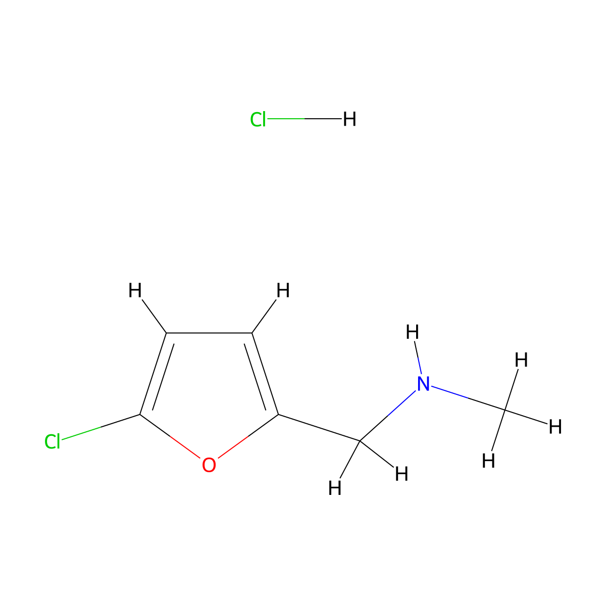 [(5-Chlorofuran-2-yl)methyl](methyl)amine hydrochloride molecular structure, CAS 2866354-37-0