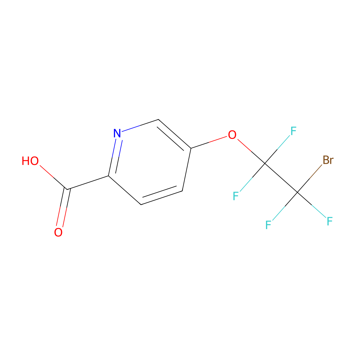 5-(2-Bromo-1,1,2,2-tetrafluoroethoxy)pyridine-2-carboxylic acid molecular structure, CAS 2866355-67-9