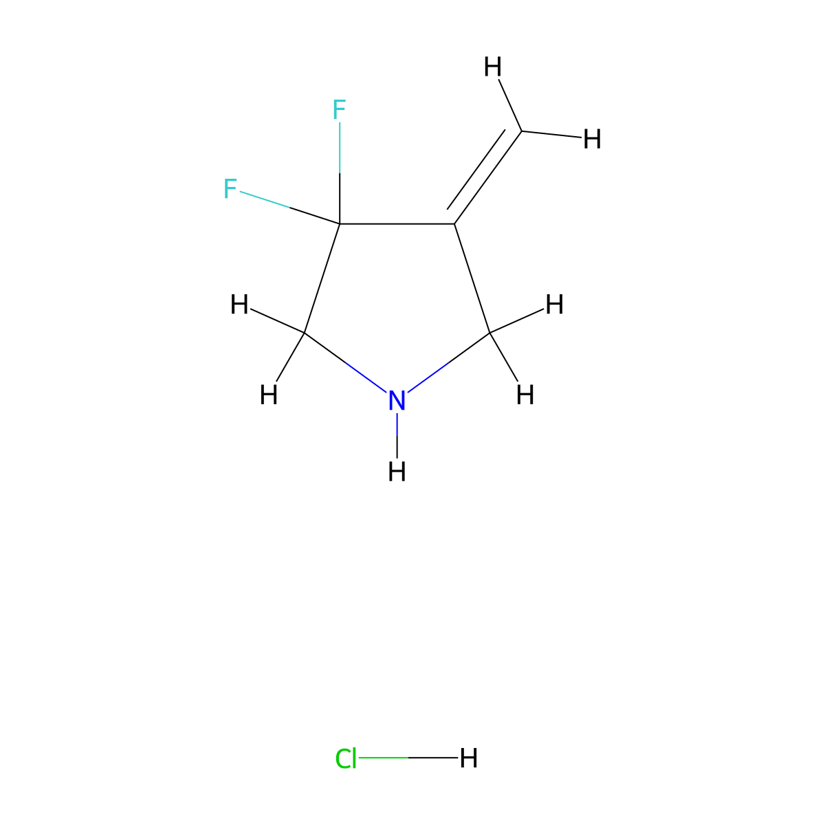 3,3-Difluoro-4-methylidenepyrrolidine hydrochloride molecular structure, CAS 2866355-76-0