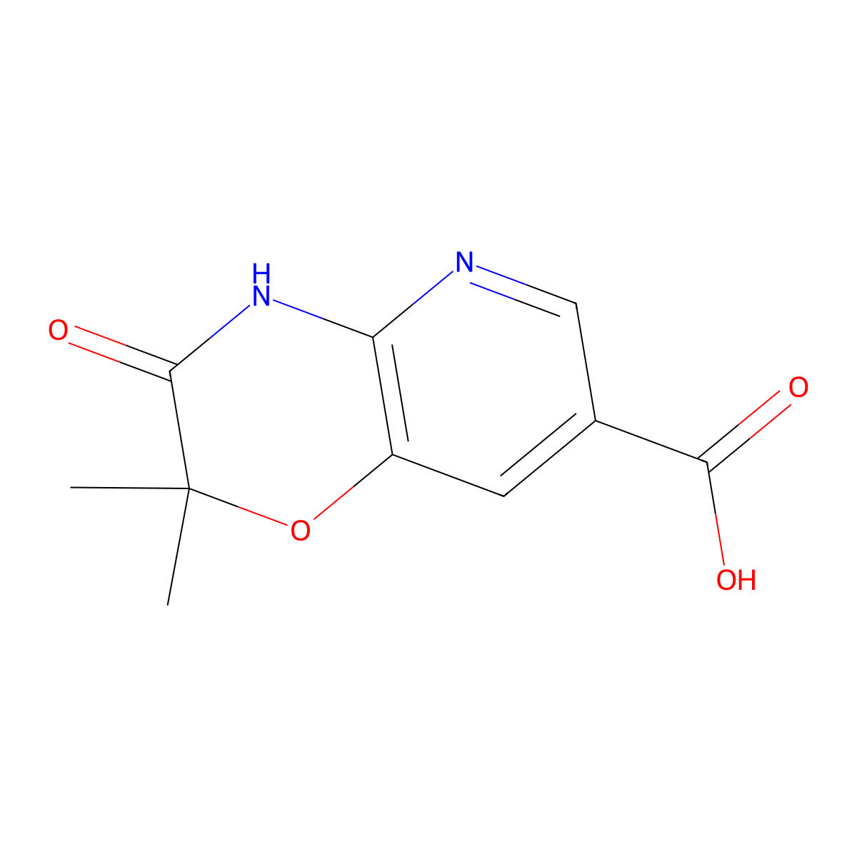 2,2-dimethyl-3-oxo-2H,3H,4H-pyrido[3,2-b][1,4]oxazine-7-carboxylic acid molecular structure, CAS 2866355-79-3