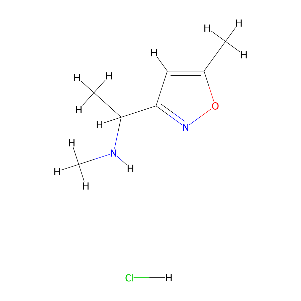 Methyl[1-(5-methyl-1,2-oxazol-3-yl)ethyl]amine hydrochloride molecular structure, CAS 2866355-88-4