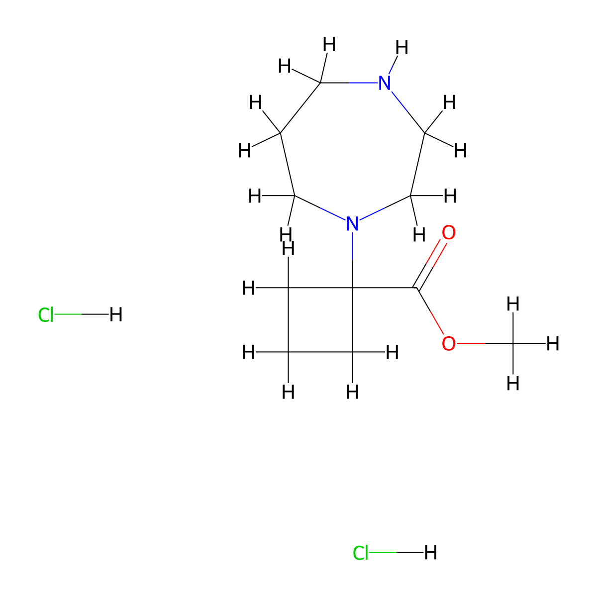Methyl 1-(1,4-diazepan-1-yl)cyclobutane-1-carboxylate dihydrochloride molecular structure, CAS 2866355-90-8