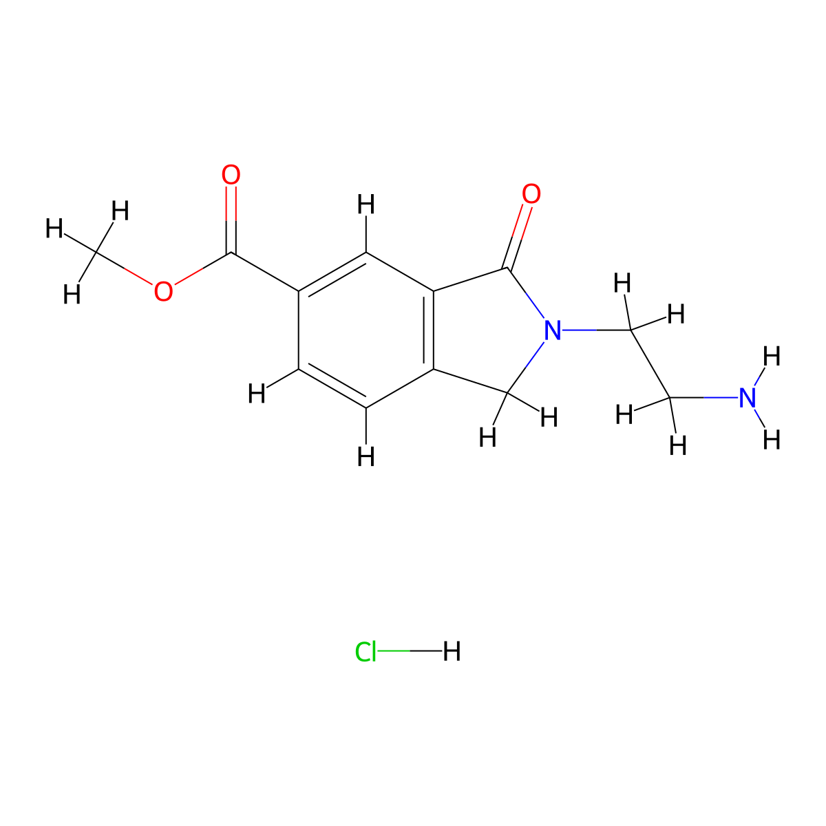 methyl 2-(2-aminoethyl)-3-oxo-2,3-dihydro-1H-isoindole-5-carboxylate hydrochloride molecular structure, CAS 2866355-91-9