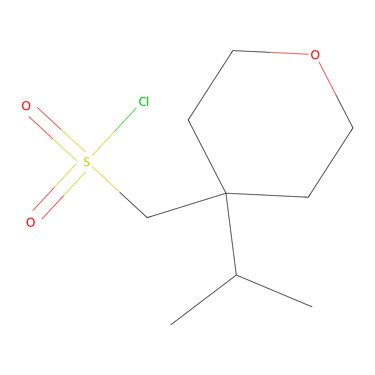 [4-(Propan-2-yl)oxan-4-yl]methanesulfonyl chloride molecular structure, CAS 2866355-95-3