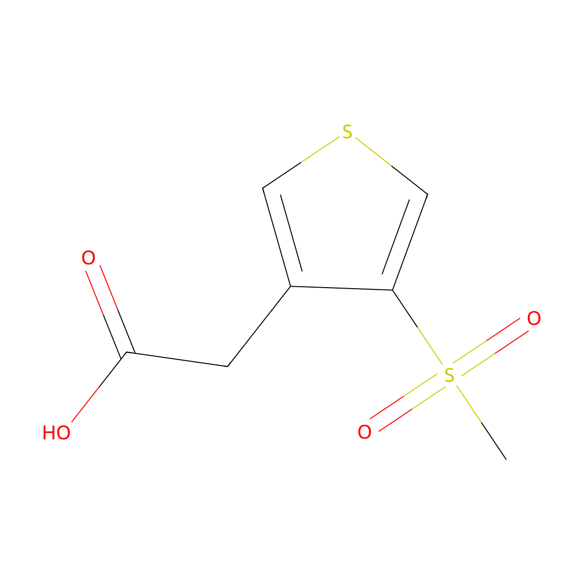 2-(4-Methanesulfonylthiophen-3-yl)acetic acid molecular structure, CAS 2866355-96-4
