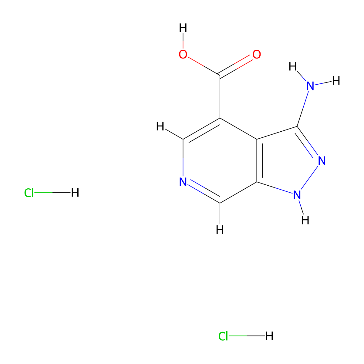 3-amino-1H-pyrazolo[3,4-c]pyridine-4-carboxylic acid dihydrochloride molecular structure, CAS 2866355-97-5