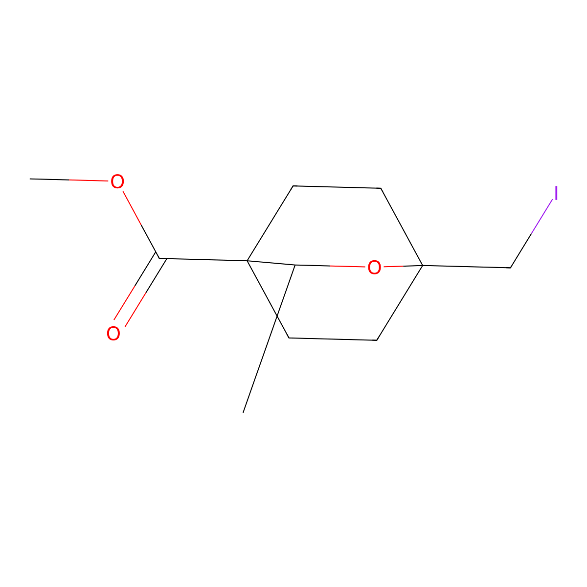 Methyl 1-(iodomethyl)-3-methyl-2-oxabicyclo[2.2.2]octane-4-carboxylate molecular structure, CAS 2866355-99-7