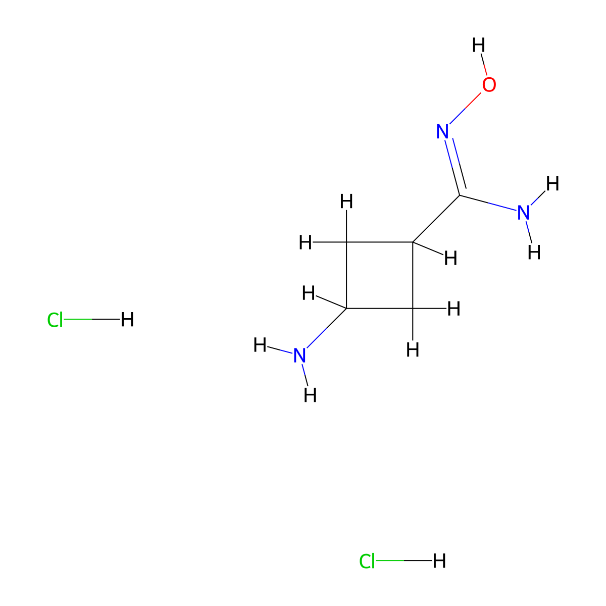 3-amino-N'-hydroxycyclobutane-1-carboximidamide dihydrochloride molecular structure, CAS 2866358-29-2