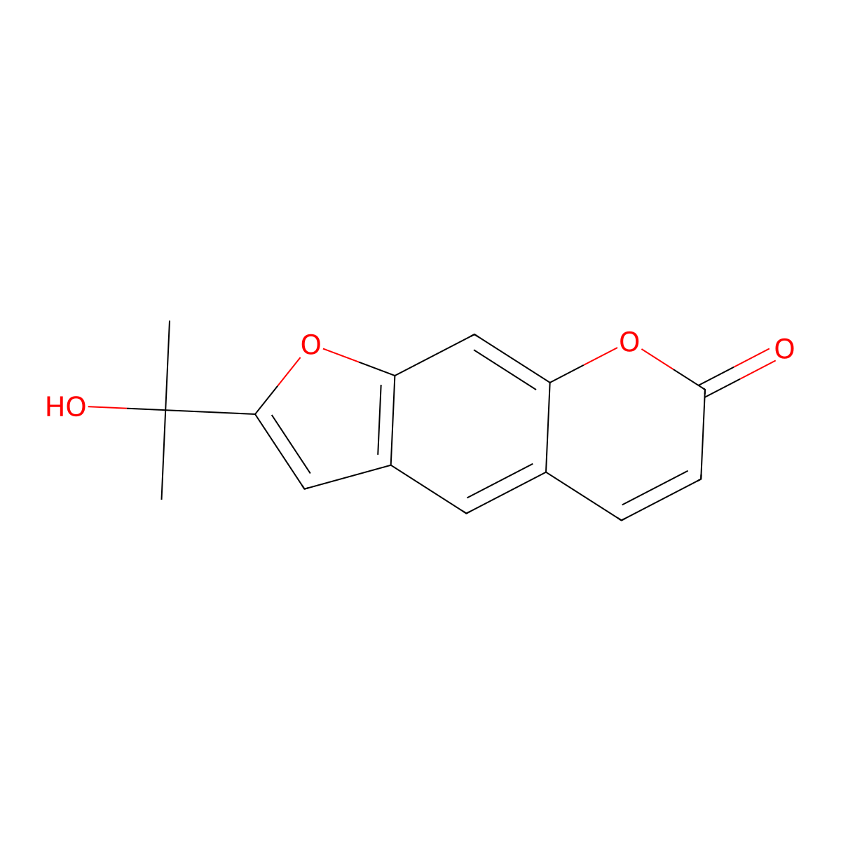 7H-Furo[3,2-g][1]benzopyran-7-one, 2-(1-hydroxy-1-methylethyl)- molecular structure, CAS 28664-60-0