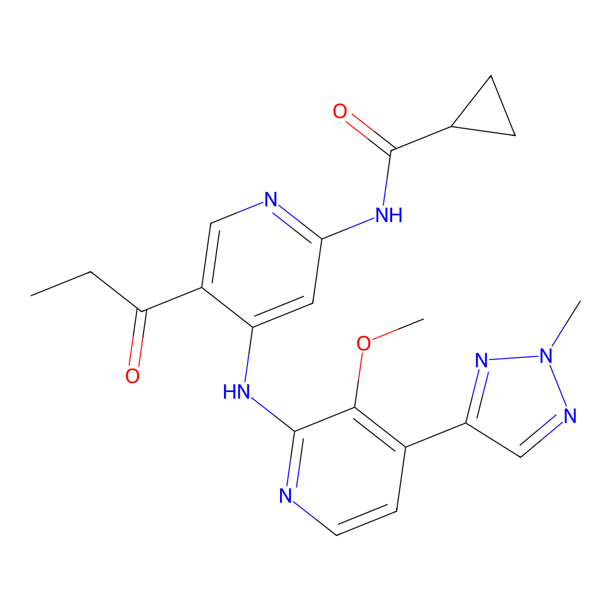 N-[4-[[3-Methoxy-4-(2-methyl-2H-1,2,3-triazol-4-yl)-2-pyridinyl]amino]-5-(1-oxopropyl)-2-pyridinyl]cyclopropanecarboxamide molecular structure, CAS 2866415-98-5