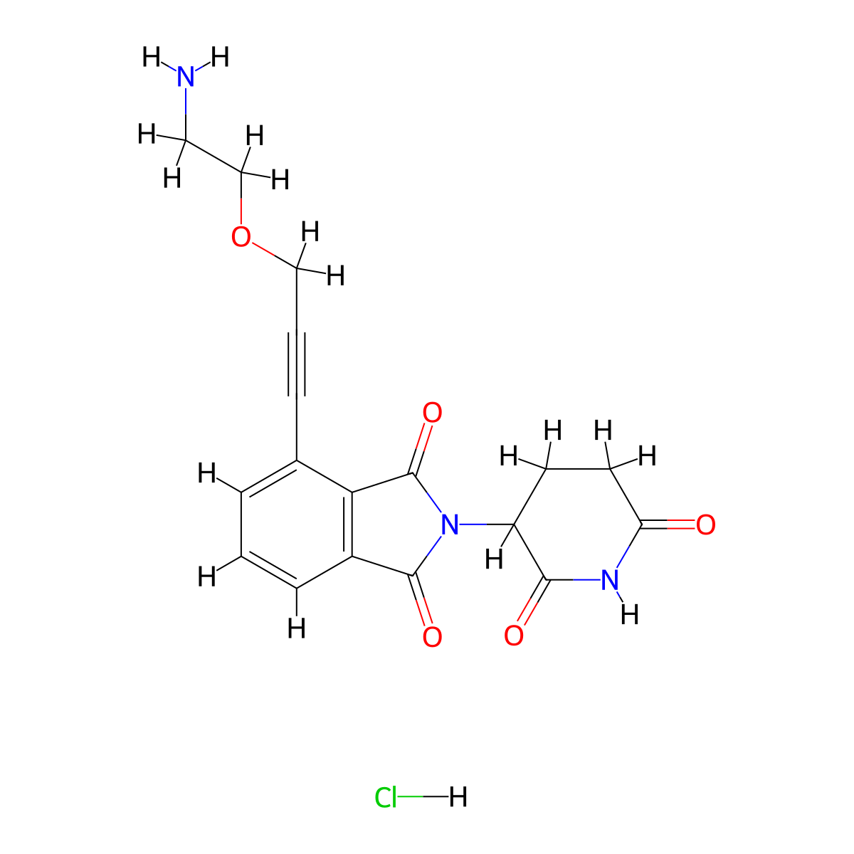 4-(3-(2-Aminoethoxy)prop-1-yn-1-yl)-2-(2,6-dioxopiperidin-3-yl)isoindoline-1,3-dione hydrochloride molecular structure, CAS 2866422-81-1