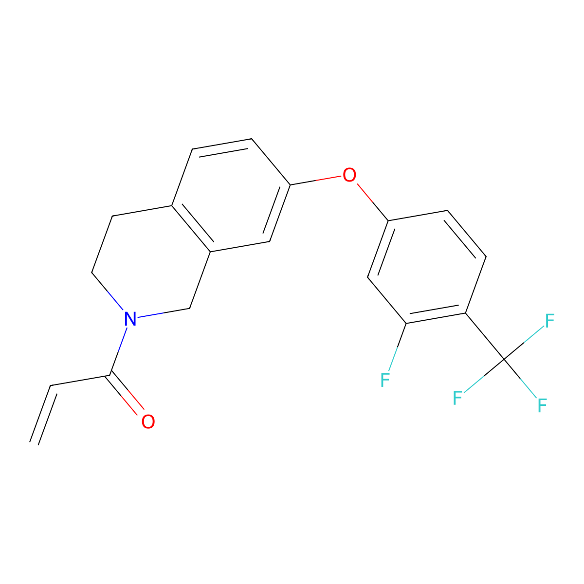 1-[7-[3-fluoro-4-(trifluoromethyl)phenoxy]-3,4-dihydro-1H-isoquinolin-2-yl]prop-2-en-1-one molecular structure, CAS 2866423-35-8