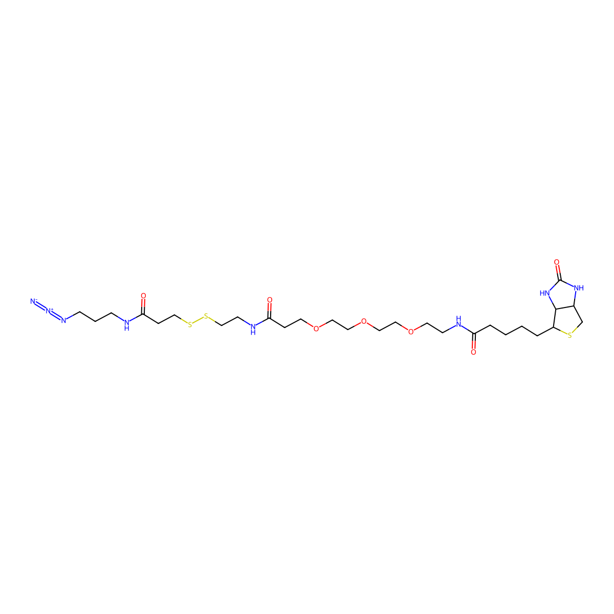 Biotin-PEG3-SS-azide molecular structure, CAS 2866429-93-6