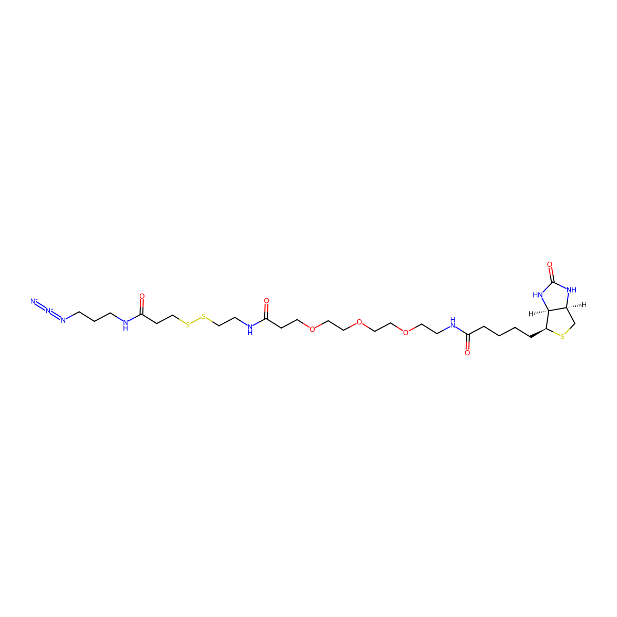 Biotin-PEG3-SS-azide molecular structure, CAS 2866429-93-6
