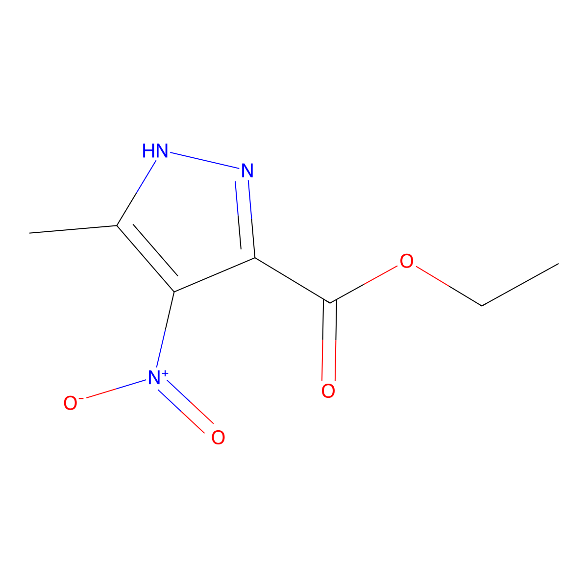 5-Methyl-4-nitro-2H-pyrazole-3-carboxylic acid ethyl ester molecular structure, CAS 28668-07-7