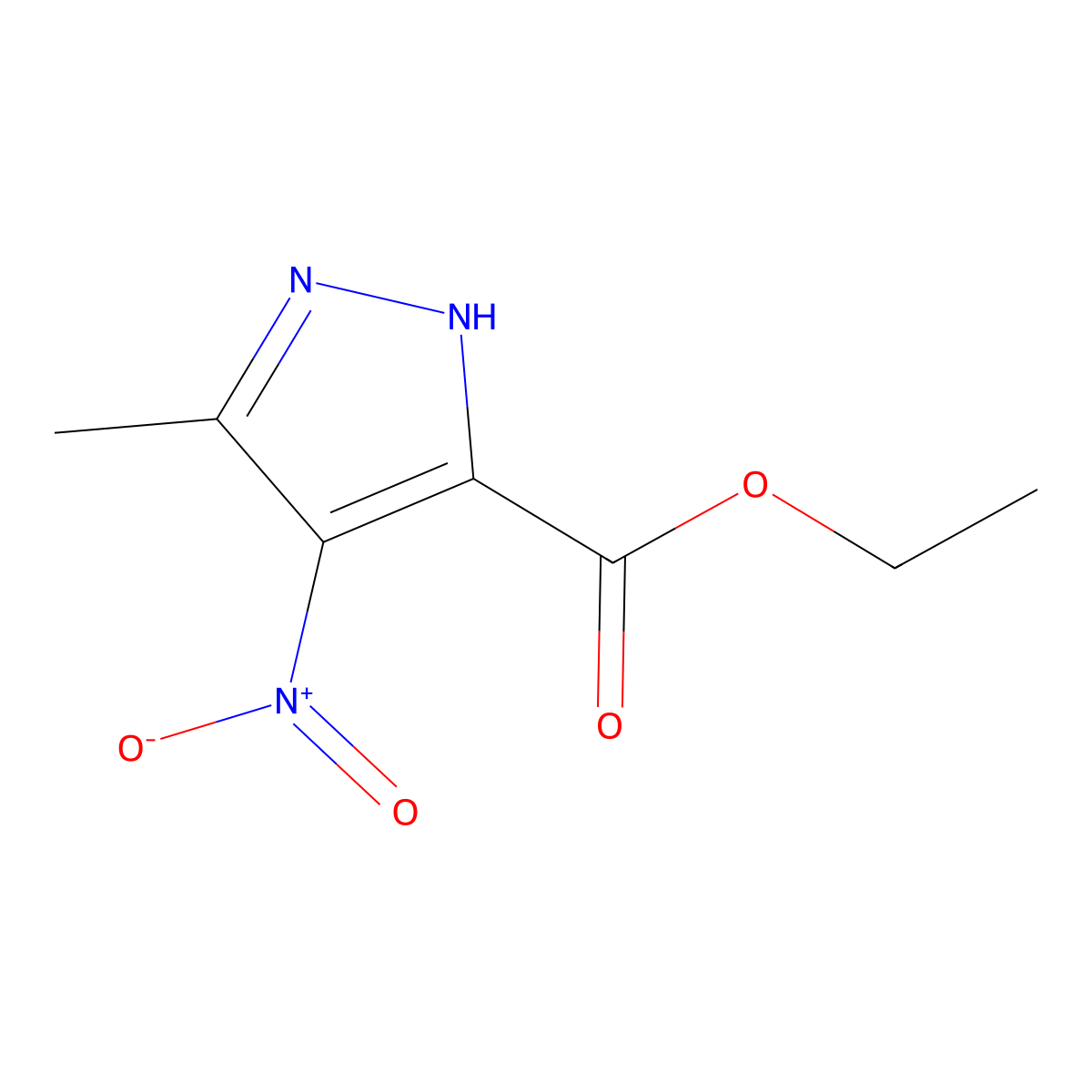 5-Methyl-4-nitro-2H-pyrazole-3-carboxylic acid ethyl ester molecular structure, CAS 28668-07-7