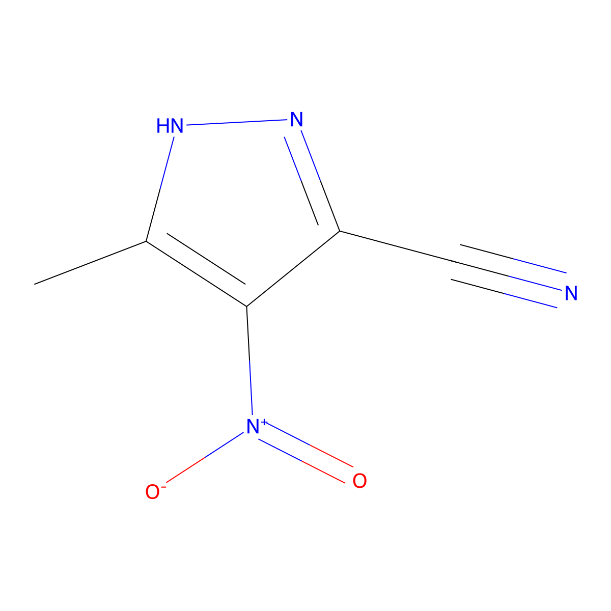 5-methyl-4-nitro-1H-pyrazole-3-carbonitrile molecular structure, CAS 28668-15-7