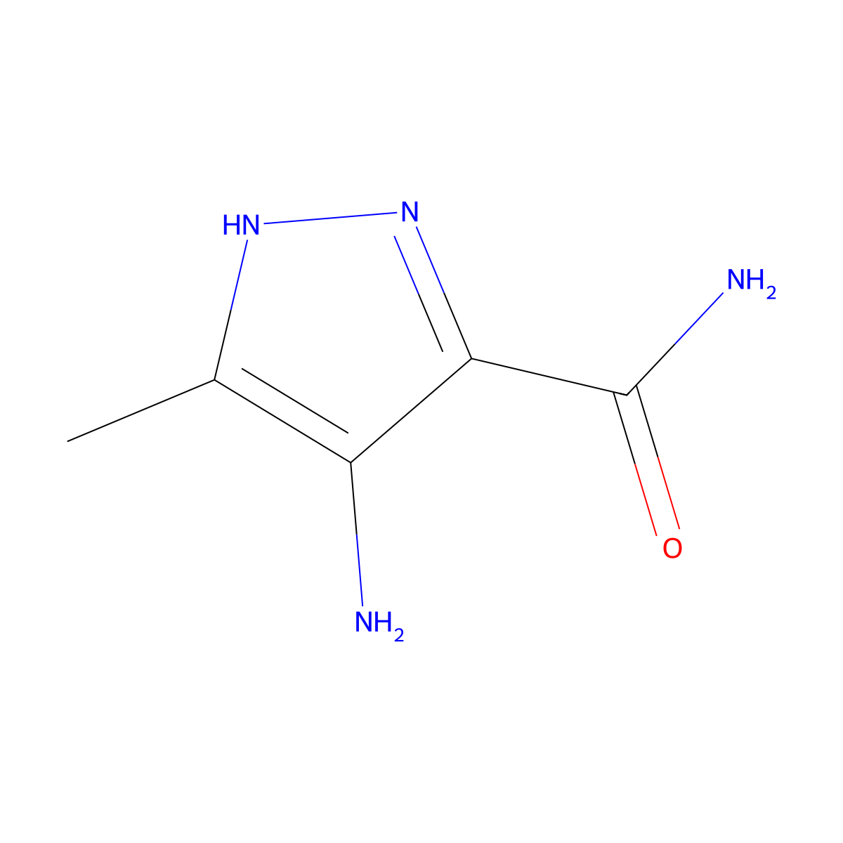 4-amino-5-methyl-1H-pyrazole-3-carboxamide molecular structure, CAS 28668-16-8