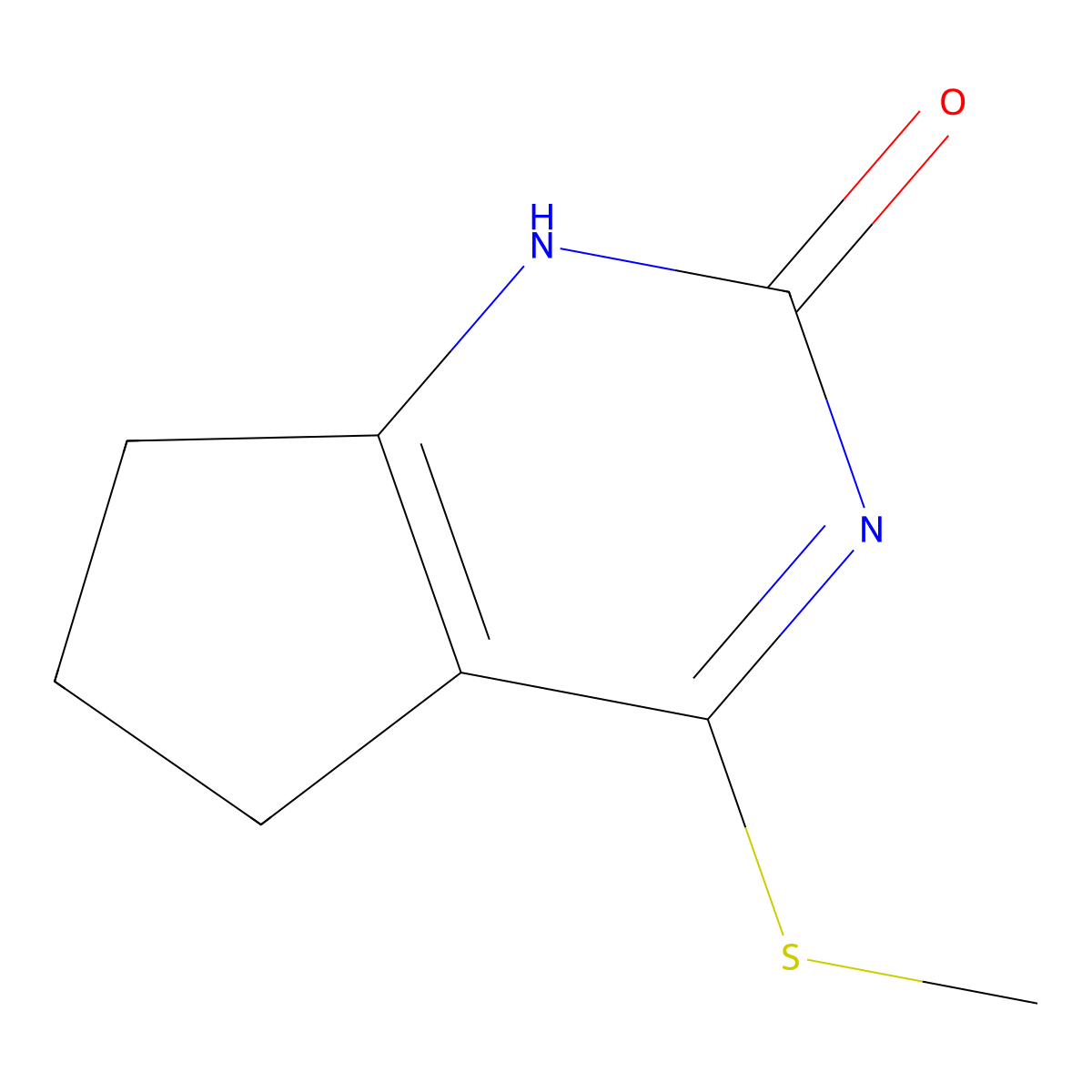 4-Methylsulfanyl-1,5,6,7-tetrahydrocyclopenta[d]pyrimidin-2-one molecular structure, CAS 28670-82-8