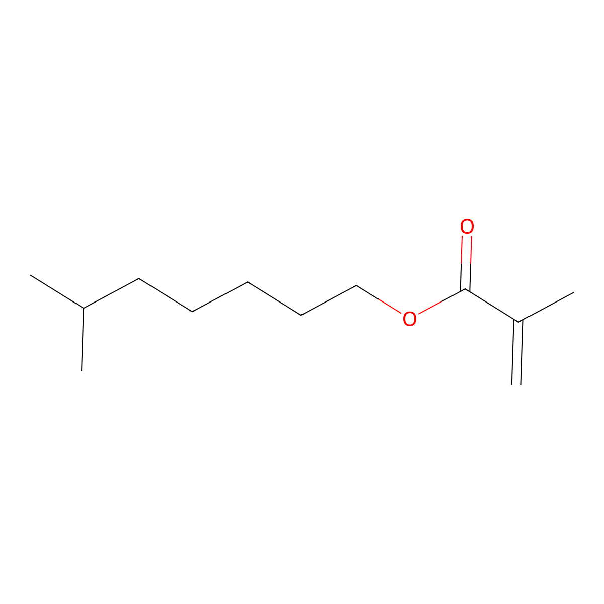 2-Propenoic acid, 2-methyl-, isooctyl ester molecular structure, CAS 28675-80-1
