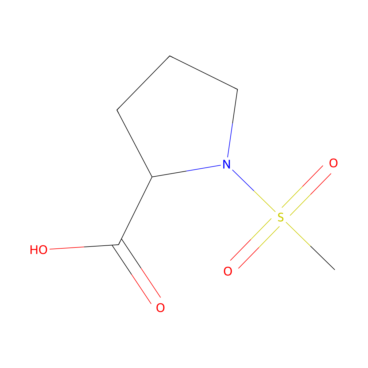 1-Methanesulfonylpyrrolidine-2-carboxylic acid molecular structure, CAS 2868262-53-5