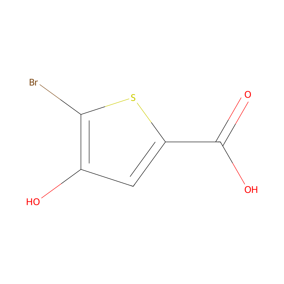 5-Bromo-4-hydroxythiophene-2-carboxylic acid molecular structure, CAS 2868274-25-1