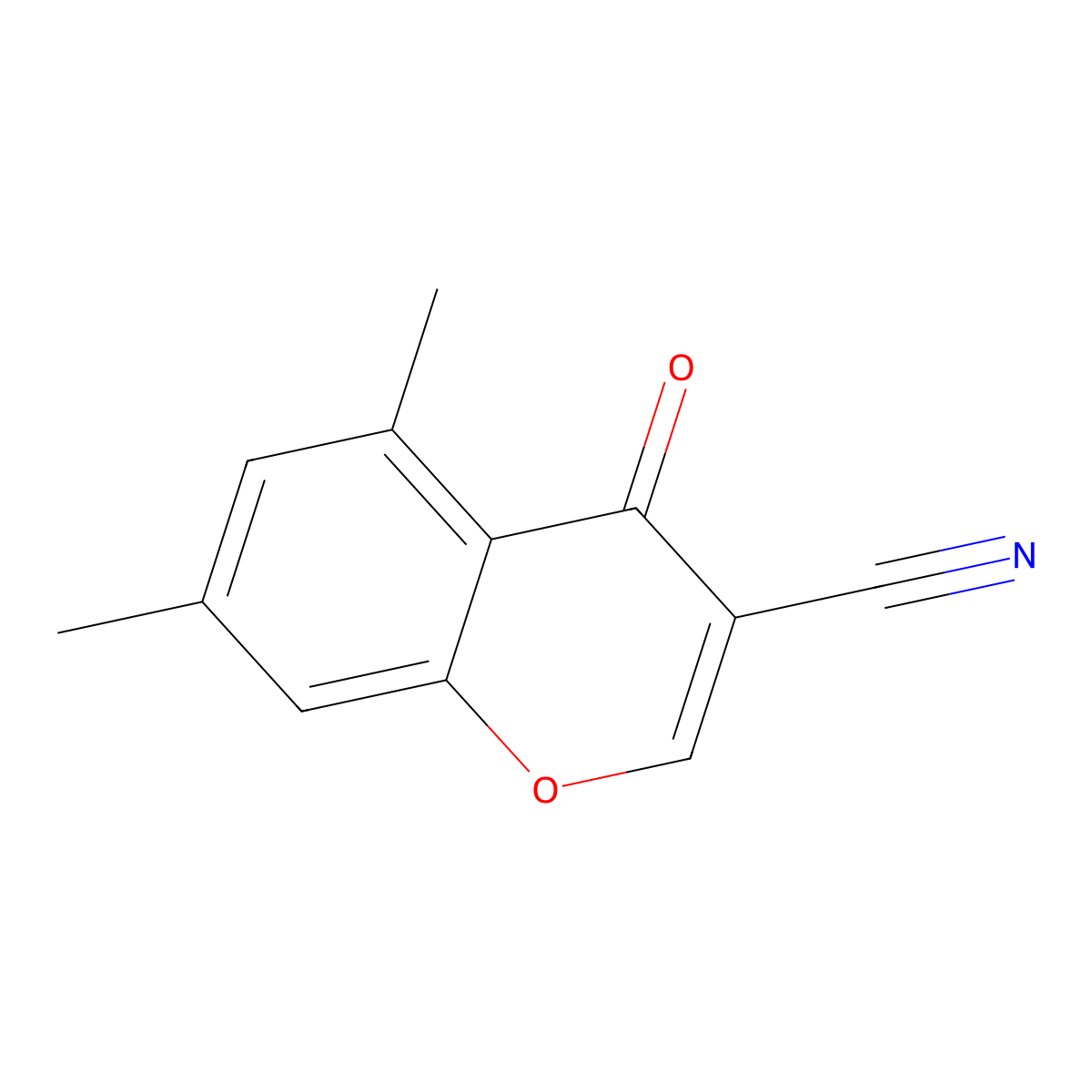 5,7-dimethyl-4-oxo-4H-chromene-3-carbonitrile molecular structure, CAS 286832-89-1