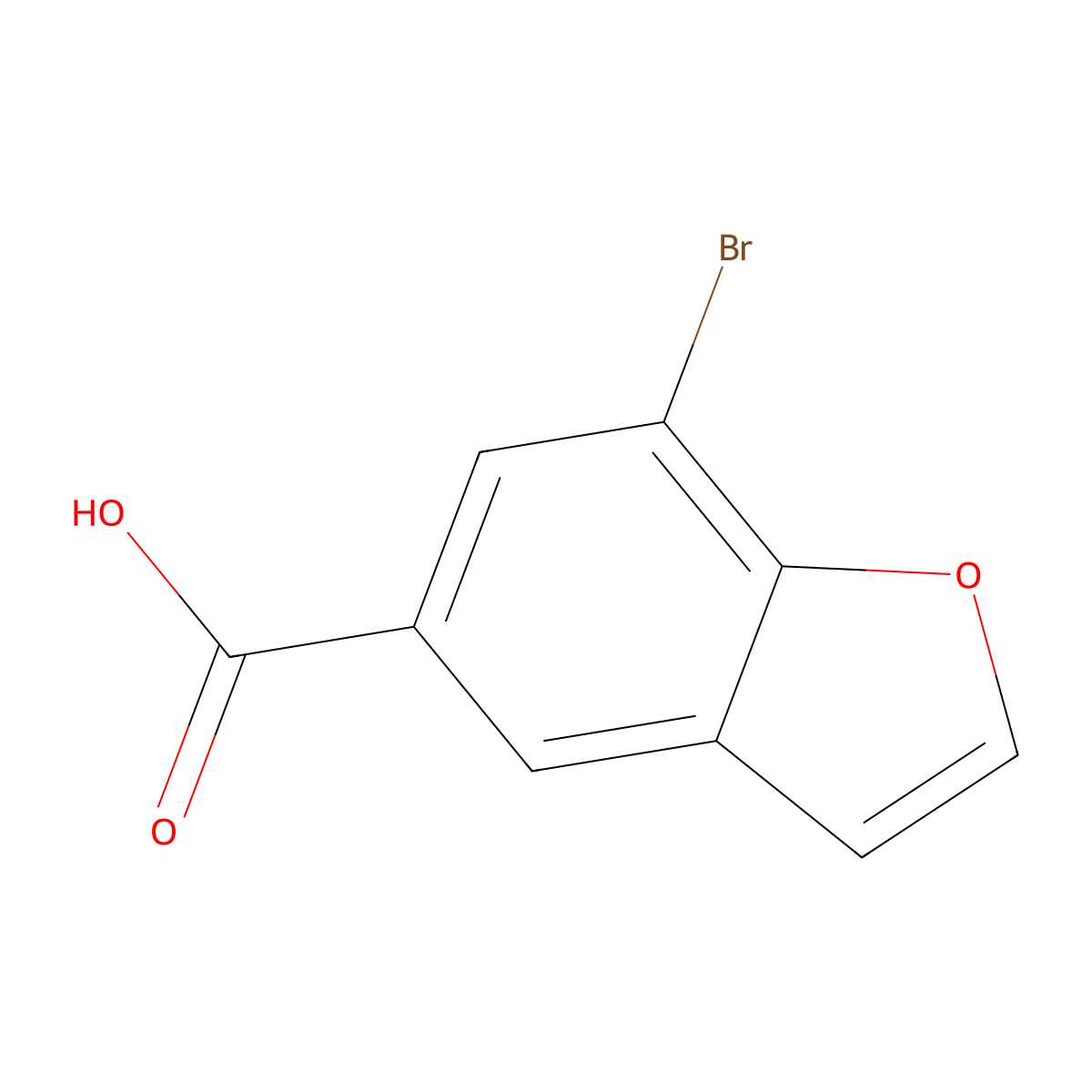 7-Bromo-1-benzofuran-5-carboxylic acid molecular structure, CAS 286836-25-7