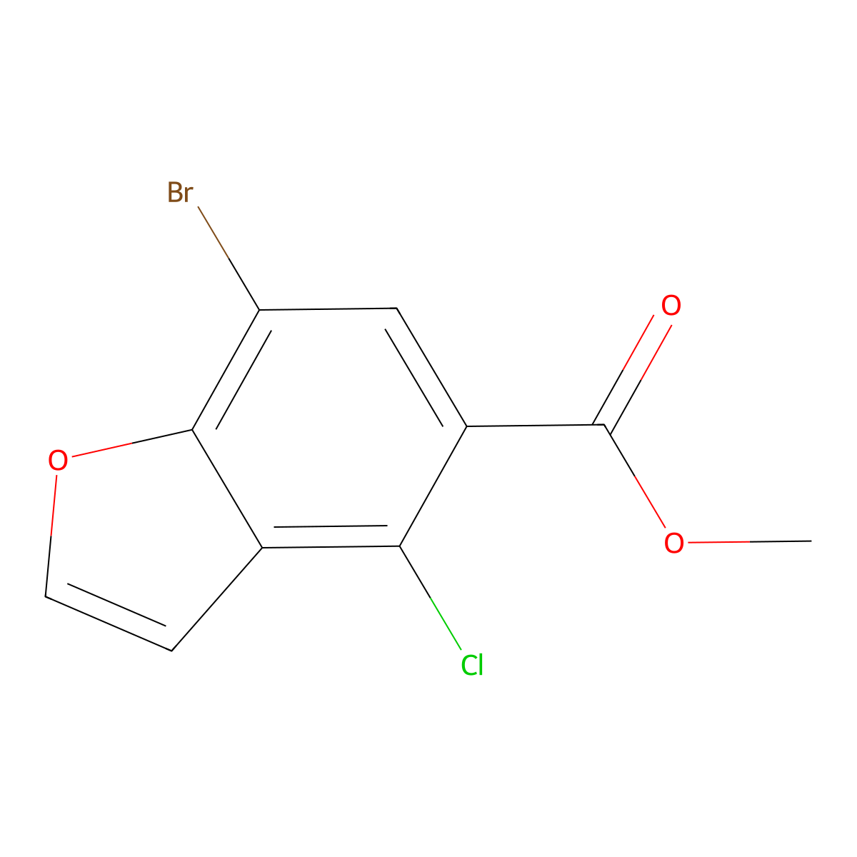 Methyl 7-bromo-4-chlorobenzofuran-5-carboxylate molecular structure, CAS 286837-15-8