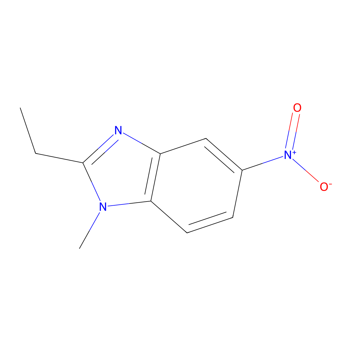 2-ethyl-1-methyl-5-nitro-1H-1,3-benzimidazole molecular structure, CAS 286837-93-2