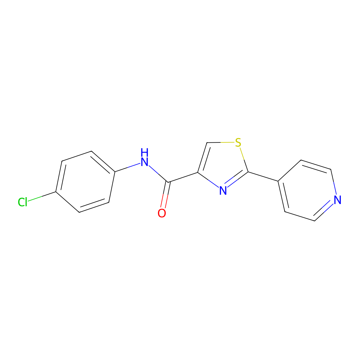 N-(4-chlorophenyl)-2-(4-pyridinyl)-1,3-thiazole-4-carboxamide molecular structure, CAS 286860-10-4