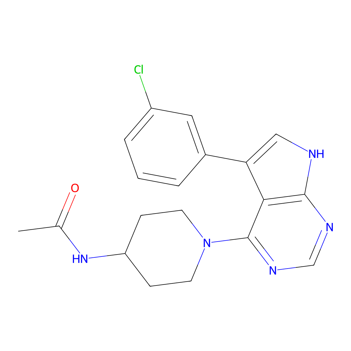N-[1-[5-(3-Chlorophenyl)-7H-pyrrolo[2,3-d]pyrimidin-4-yl]-4-piperidinyl]acetamide molecular structure, CAS 2869148-13-8